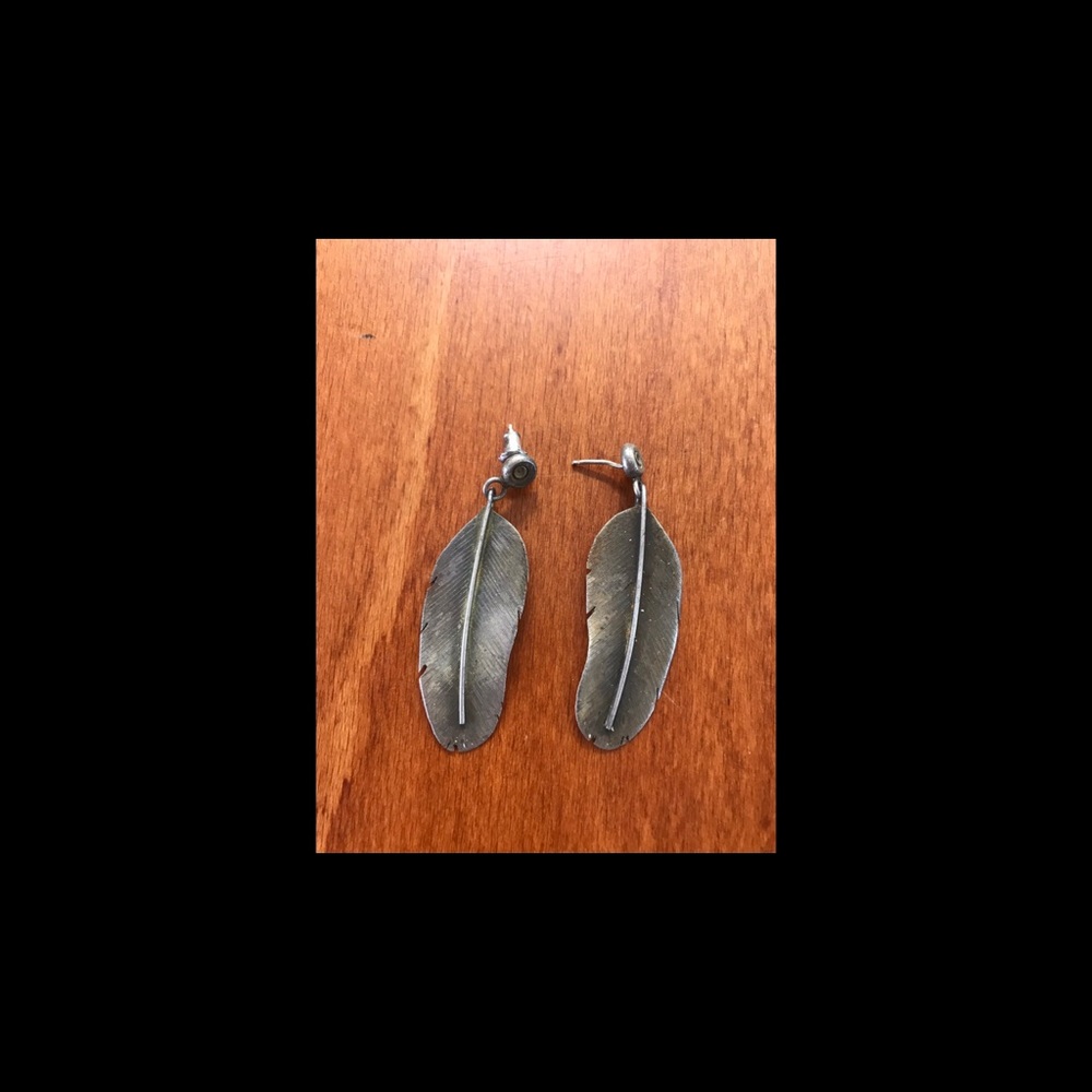 Vintage Silver Feather Earrings